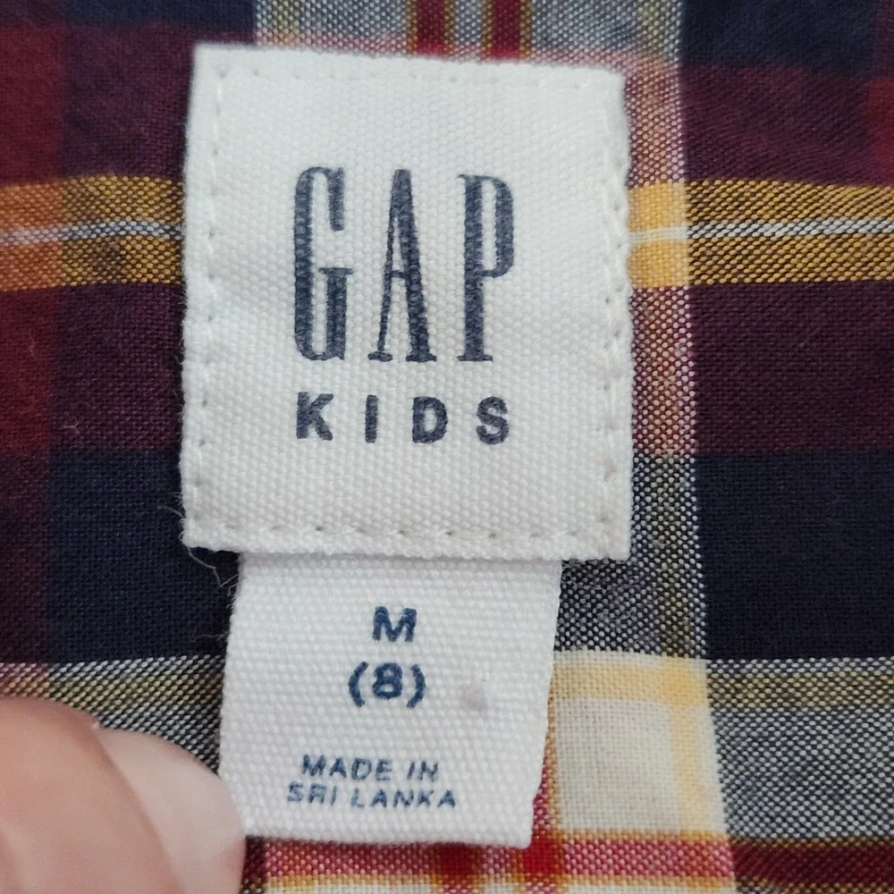 GAP Kids Multicolor Plaid Button Down Long Sleeve Collar Flannel‎ Size 8